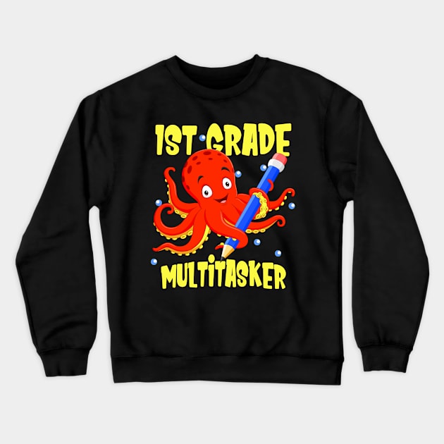 1st Grade Cute Octopus First Grader School Kids Crewneck Sweatshirt by Foxxy Merch